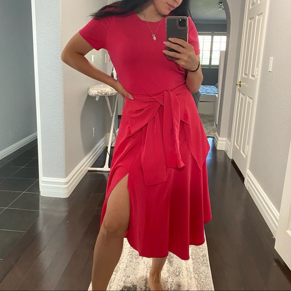 Karl Lagerfeld Paris Pink Tie Waist Dress - Picture 4 of 5